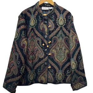 Flashback Vintage Tapestry Jacket Womens 2X Multicolor Jacquard Artsy Boho